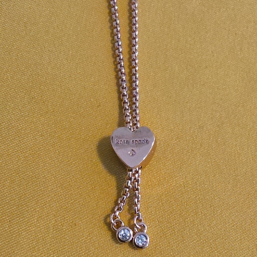 NWOT Kate Spade Rose Gold-Tone Heart Slider Bracelet w/ Pearl & Crystal Accents